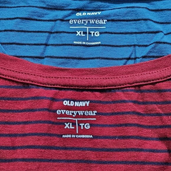 Old Navy Womens Top XL Lot of 2 Mult Stripes LS Round Neck Cottage Everywear - Picture 3 of 16